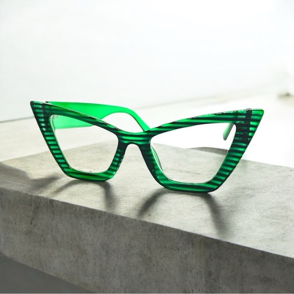 Oversized Retro Cat Eye Clear LensEYEGLASSES Large Optical Frame RX Capable - Picture 4 of 6